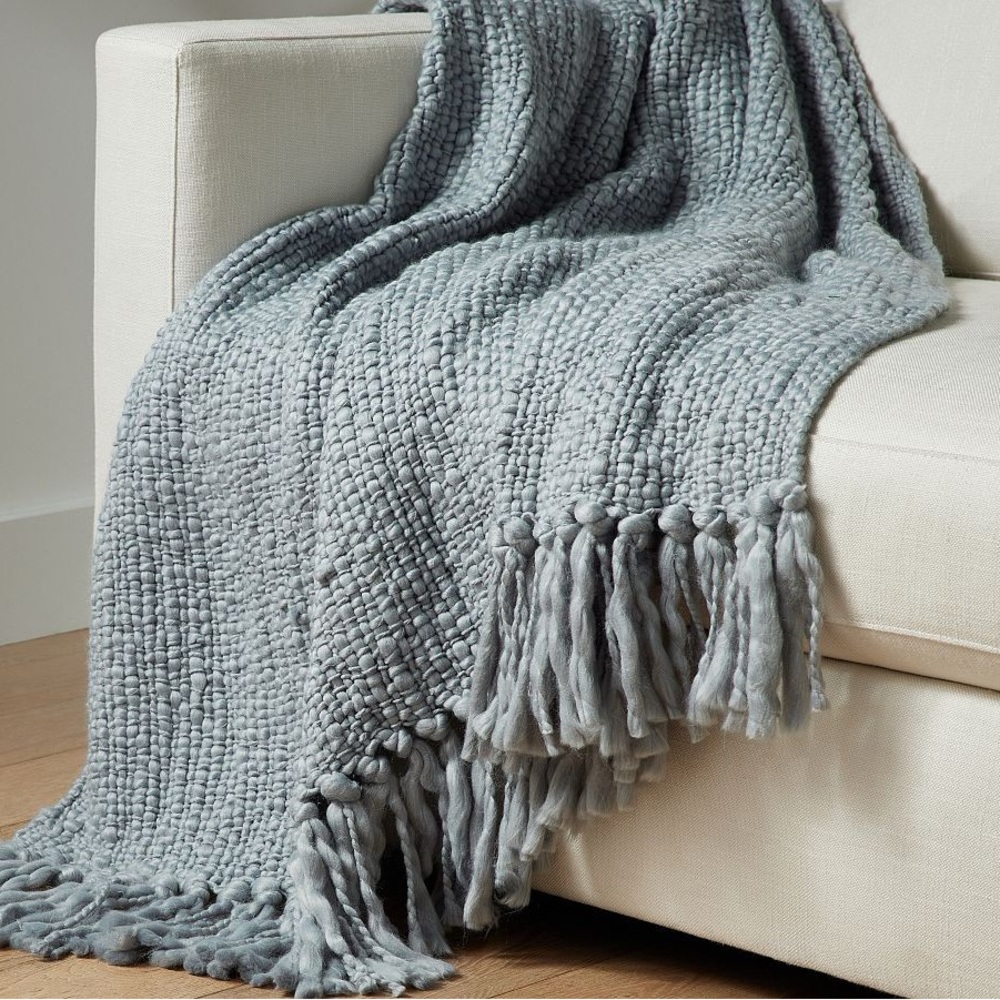 NWT Chunky Pottery Barn Throw- Color- Chambray Blue. Size 50x60